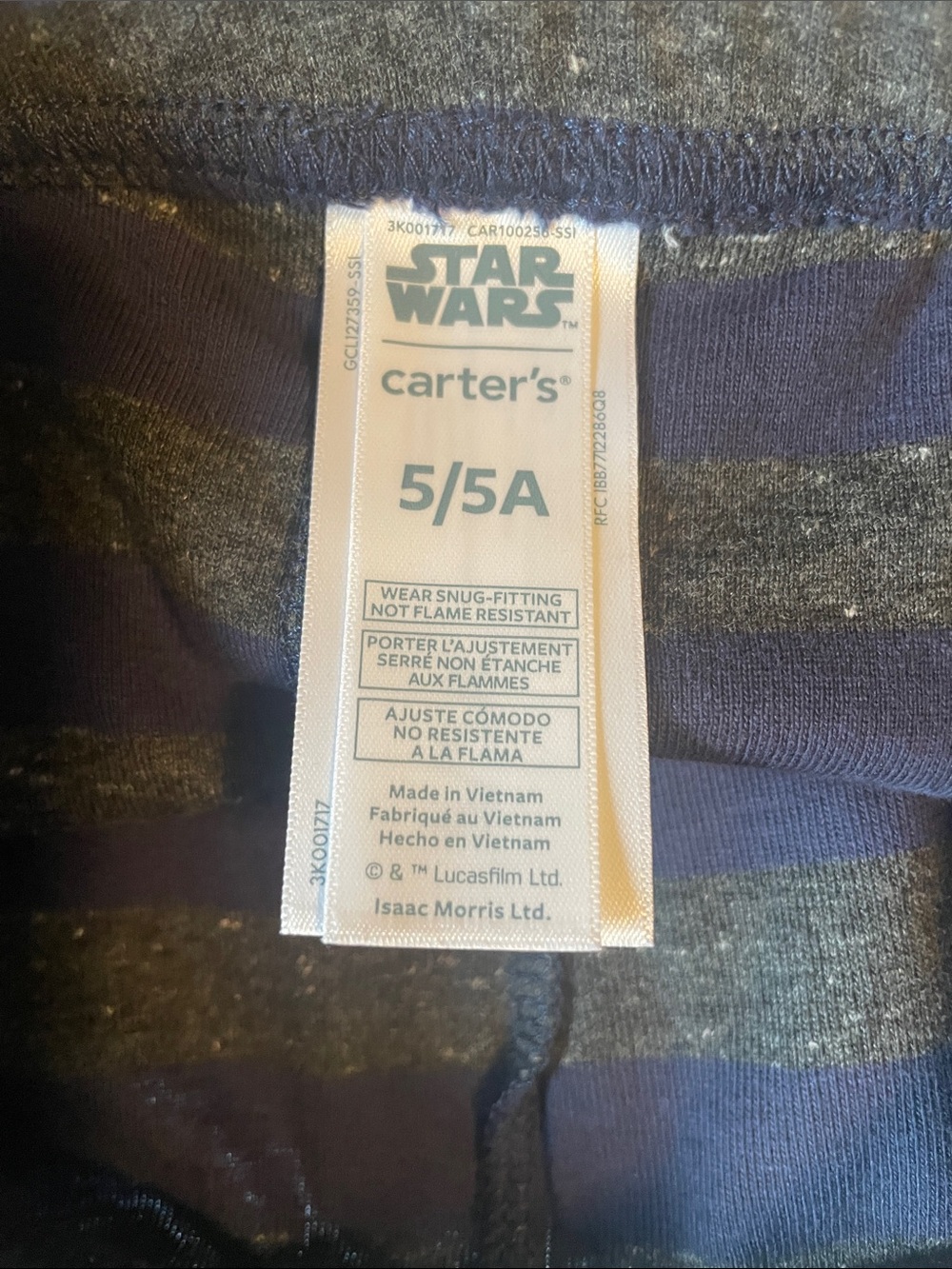Carter's Star Wars Glow in the Dark Stormtrooper Kids Pajama Set Size 5 - Picture 6 of 6